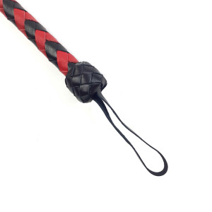 Батіг гнучкий Снейк, натуральна шкіра, колір чорно-червоний, довжина - 80 см. Photo 3