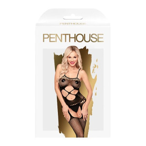 Бодістокінг з вирізом на животику Penthouse - Hot Nightfall Black XL. Photo 3