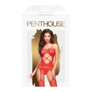 Бодістокінг з вирізом на животику Penthouse - Hot Nightfall Red XL. Photo 3