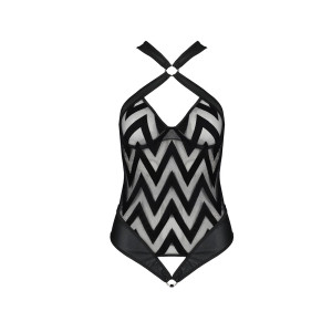 Сітчастий боді з халтером та ритмічним малюнком Hima Body black L/XL - Passion. Photo 3