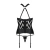 Сітчастий комплект із візерунком Hima Corset black L/XL - Passion, корсет з халтером, підв'язки, тру