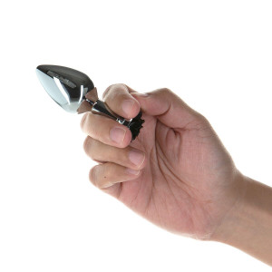 Металлическая анальная пробка Lux Active с розой - Rose Anal Plug - Black, вибропуля в подарок. Photo 3