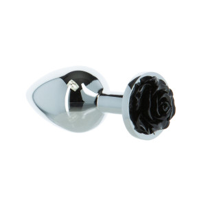 Металлическая анальная пробка Lux Active с розой - Rose Anal Plug - Black, вибропуля в подарок. Photo 2