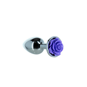 Металлическая анальная пробка Lux Active с розой - Rose Anal Plug - Purple, вибропуля в подарок. Photo 2