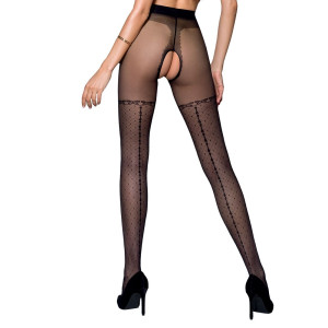 Колготки с открытым доступом, имитация чулок TIOPEN 014 black 1/2 (20 den) — Passion. Photo 2