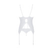 Корсет із пажами, трусики з ажурним декором та відкритим кроком Ursula Corset white L/XL — Passion