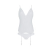 Корсет із пажами, трусики з ажурним декором та відкритим кроком Ursula Corset white XXL/XXXL — Passi