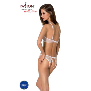 Комплект: бра, трусики с ажурным декором и открытым шагом Ursula Set white S/M — Passion. Photo 2