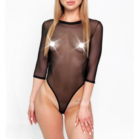 Сексуальне прозоре боді сітка з рукавами Art of Sex - Sheril чорний, L-2XL