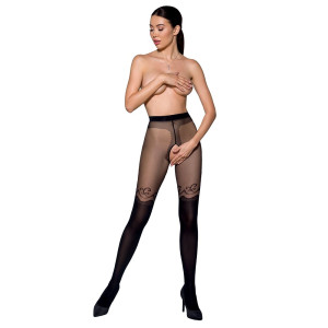 Колготки с открытым доступом, двойная плотность TIOPEN 012 black 5 (20/40 den) — Passion. Photo 3