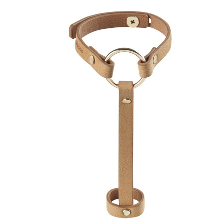 Пара браслетов на запястье и палец Bijoux Indiscrets MAZE Hand Bracelet Harness Brown, экокожа