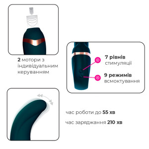 Пульсатор із вакуумною стимуляцією клітора Adrien Lastic My G (Teal). Photo 3