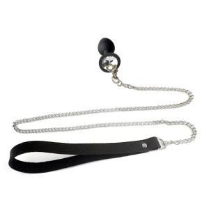 Силиконовая анальная пробка Art of Sex Silicone Anal Plug with Leash size M с поводком Black. Photo 2