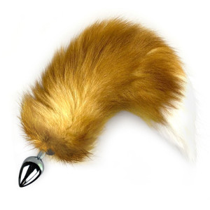 Металлическая анальная пробка с хвостом из натурального меха Art of Sex  size M Red fox. Photo 3