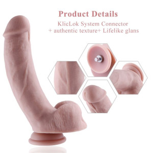 Силіконовий фалоімітатор для секс-машин Hismith 8.3″ Silicone Dildo, вигнутий, система KlicLok. Photo 2