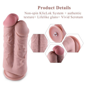 Подвійний дилдо для секс-машин Hismith 8.5″ Two Cocks One Hole Silicone Dildo. Photo 2
