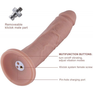 Фалоімітатор 10.2″ з вібрацією для секс-машин Hismith Silicone Dildo with Vibe, KlicLok, пульт ДК. Photo 2