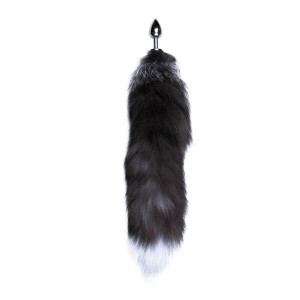 Металева анальна пробка Лисячий хвіст Alive Black And White Fox Tail S  (м'ята упаковка!!!). Photo 3