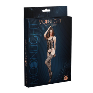 Бодістокінг з доступом Moonlight Model 08 XS-L Black, імітація корсета та панчіх на підв’язках. Photo 3