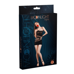 Мінісукня на одне плече Moonlight Model 12 XS-L Black, вертикальна бахрома. Photo 3