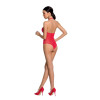 Бодістокінг з декольте Passion BS088 red, імітація корсетної шнурівки
