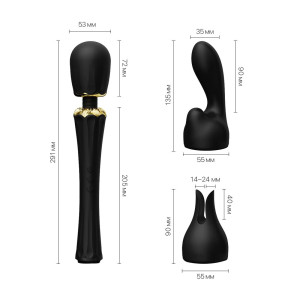 Вібромасажер з насадками Zalo — Kyro Wand Obsidian Black. Photo 2
