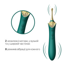 Вагинально-клиторальный вибратор Zalo — Bess Turquoise Green, многофункциональный с насадками. Photo 3