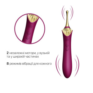 Вагинально-клиторальный вибратор Zalo — Bess Velvet Purple, мультифункциональный с насадками. Photo 3