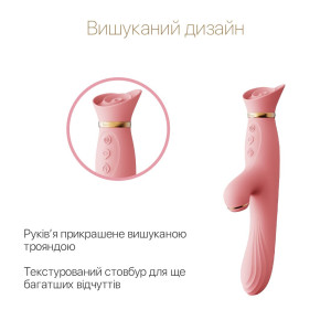 Вібратор з підігрівом та вакуумною стимуляцією клітора Zalo - ROSE Vibrator Strawberry Pink. Photo 3