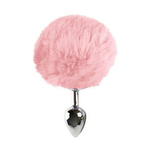 Металлическая анальная пробка М Art of Sex - Metal Butt plug Rabbit Tail, Нежно-розовый. Photo 2