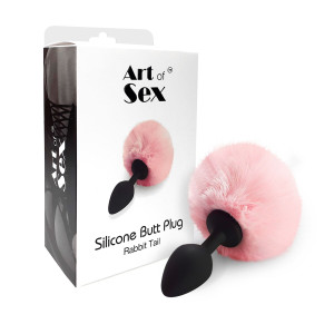 Силиконовая анальная пробка М Art of Sex - Silicone Bunny Tails Butt plug Pink, диаметр 3,5 см. Photo 3