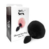 Силиконовая анальная пробка М Art of Sex - Silicone Bunny Tails Butt plug Black, диаметр 3,5 см