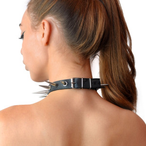 Чокер Серце з великими шипами, із натуральної шкіри Art of Sex - Crystal, колір Чорний. Photo 2
