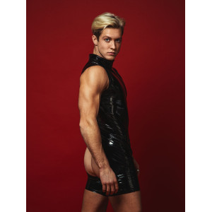 Комбідрес чоловічий лакований «Розпусний Джо» D&A, чорний, L, відкриті сідниці, зручні блискавки. Photo 3