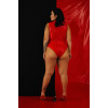 Лакований комбідрес червоний “Зухвала Стелла” XL, блискавка на все тіло