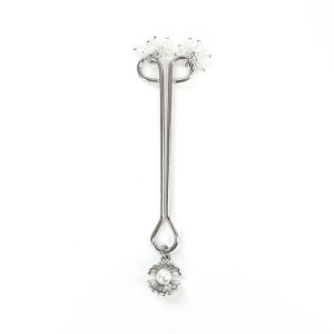 Затискач для клітора перлина з мушлею та кристалами Art of Sex - Margie clit clamp, Срібло. Photo 2