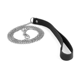 Повідець на ланцюжку із натуральної шкіри Art of Sex - Leash, колір Чорний. Photo 3