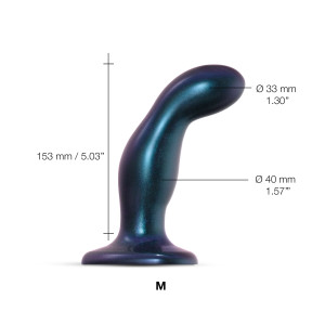 Дилдо Strap-On-Me DILDO PLUG SNAKY METALLIC BLUE, розмір M, діаметр 4 см, ввідна довжина 15,3 см. Photo 2