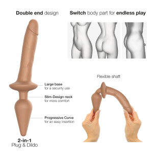 Анальная пробка с дилдо 2в1 Strap-On-Me SWITCH PLUG-IN REALISTIC DILDO Caramel S, диаметр 3,3/2,9 см. Photo 2