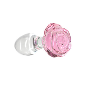 Стеклянная анальная пробка Pillow Talk Rosy Luxurious Glass Anal Plug, ⌀3,3 см, вибропуля в подарок. Photo 2