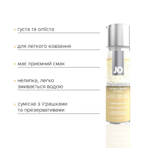 Змазка на водній основі System JO Champagne (60 мл), без цукру, рослинний гліцерин. Photo 3