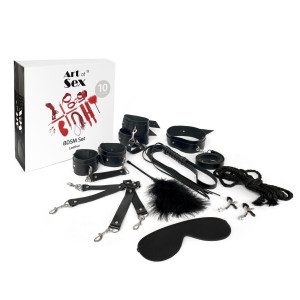 Набір Art of Sex - BDSM Set Leather, 10 предметів, натуральна шкіра, Чорний. Photo 3