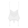 Сатиновий мереживний корсет Obsessive 810-COR-2 babydoll & thong L/XL, білий, корсет, танга