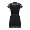 Сатиновый открытый пеньюар на поясе Obsessive 810-PEI–1 peignoir black S/M, черный