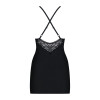 Сатиновий комплект для сну з мереживом Obsessive 828-CHE-1 chemise & thong S/M  (м'ята упаковка!!!)