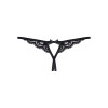 Мереживні танги з двома отворами Obsessive 831-THC-1 crotchless thong S/M, чорні, бантики
