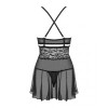 Эротический кружевной комплект с сеточкой Obsessive 838-BAB-1 babydoll & thong black L/XL, черный, п