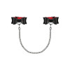 Шкіряні наручники-банти з довгим ланцюгом Obsessive A745 cuffs, чорно-червоні, довгий ланцюг