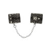 Широкі наручники з блискітками та ланцюгом Obsessive A747 cuffs, чорно-срібні