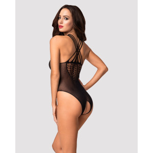 Бодістокінг з великою та дрібною сіткою Obsessive B118 teddy S/M/L, чорний, з доступом. Photo 2